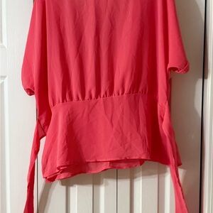 Sweet Pea Pink Boxy Tie Front Tunic